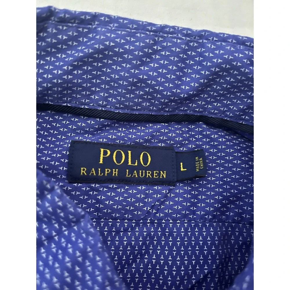 Polo Ralph Lauren Geo Print Oxford Dress Shirt Men's Large Long Sleeve Button Up